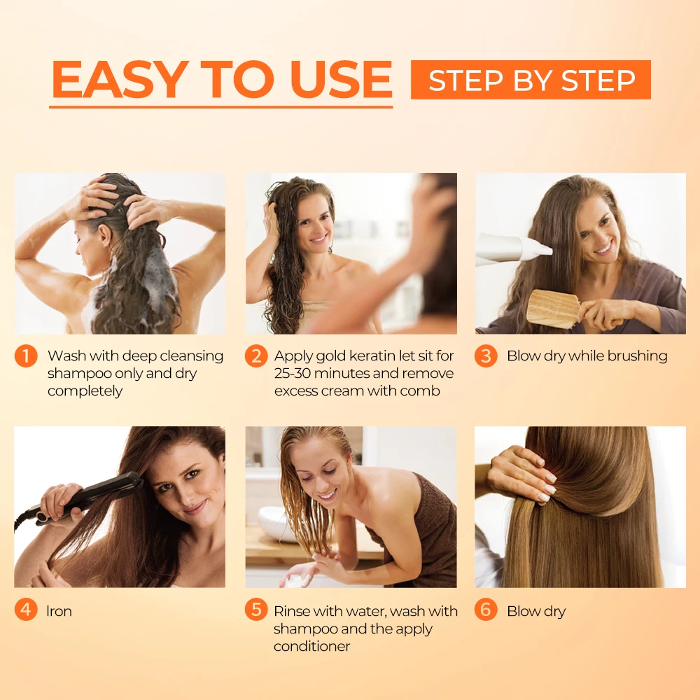 Karseell-mascarilla para el cabello de queratina dorada, Kit de alisado de cabello dañado de reparación rápida, suave, liso y brillante, protector para el cuidado del cabello