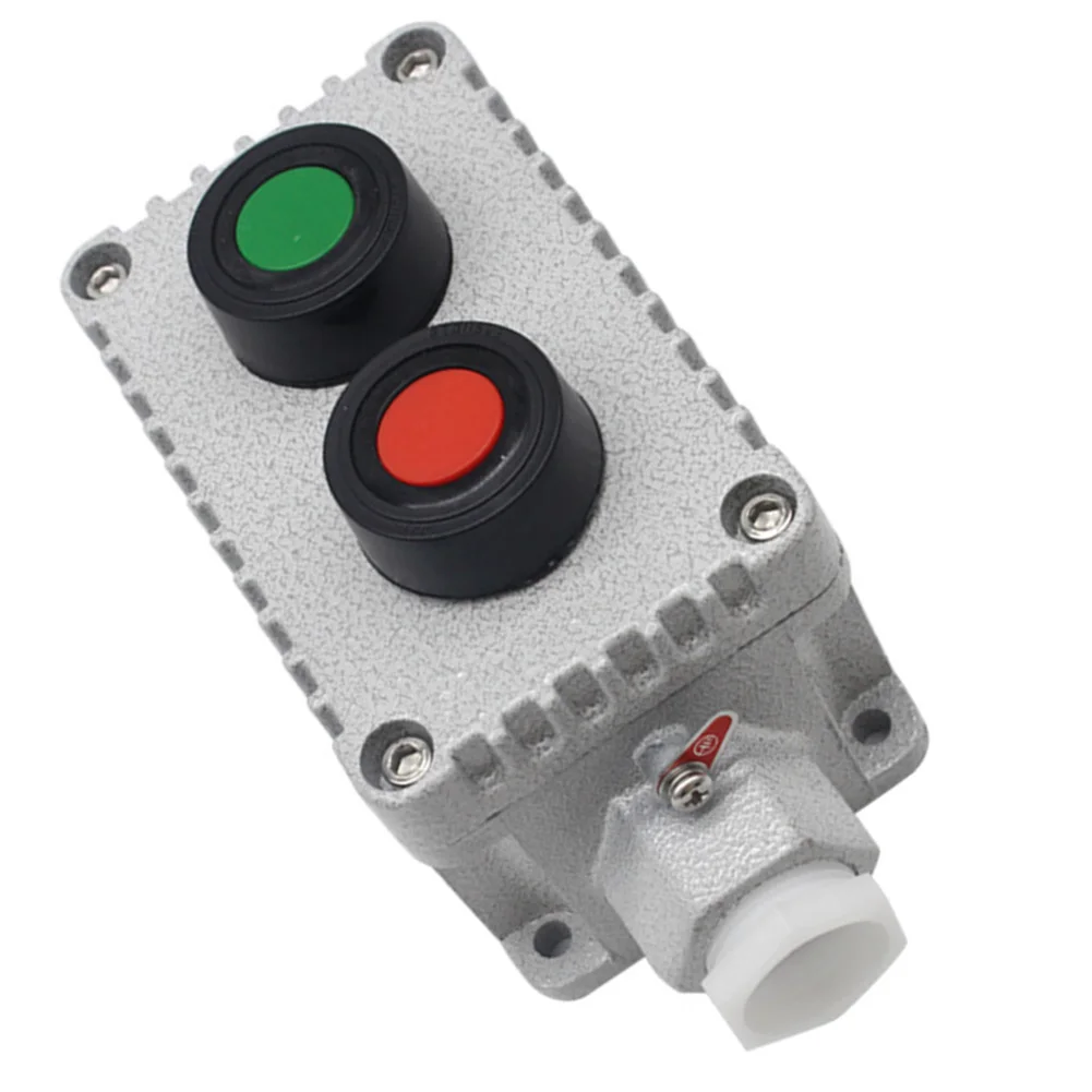 Explosion Proof Button Box 220V 10A 2 Position Start Stop Switch IP65 Waterproof Aluminum Alloy For Factory Industrial Control
