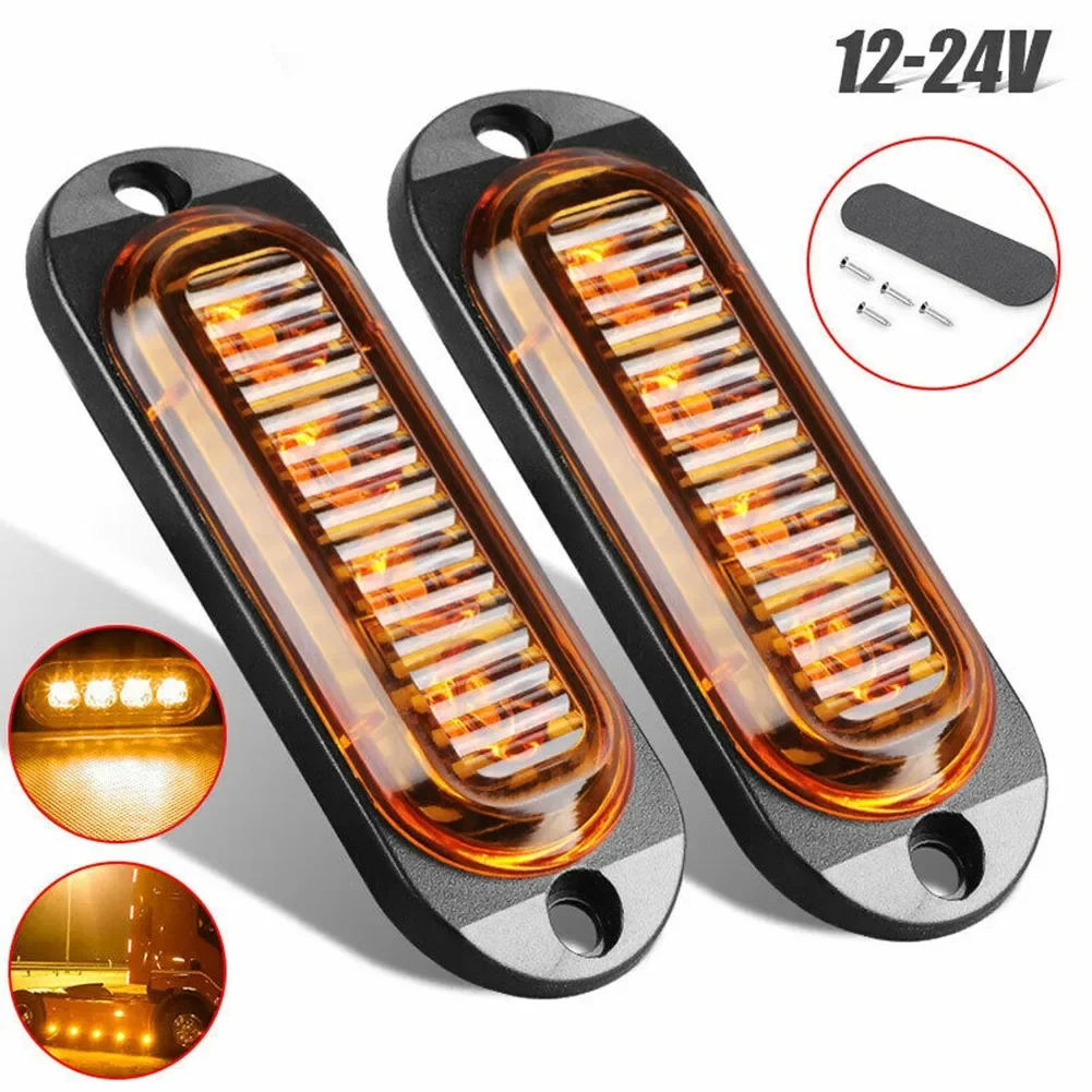 

2pcs Yellow LED Side Marker Clearance Light Orange Lamp Indicator 12V-24V Truck Trailer Caravans Replacement Accessories