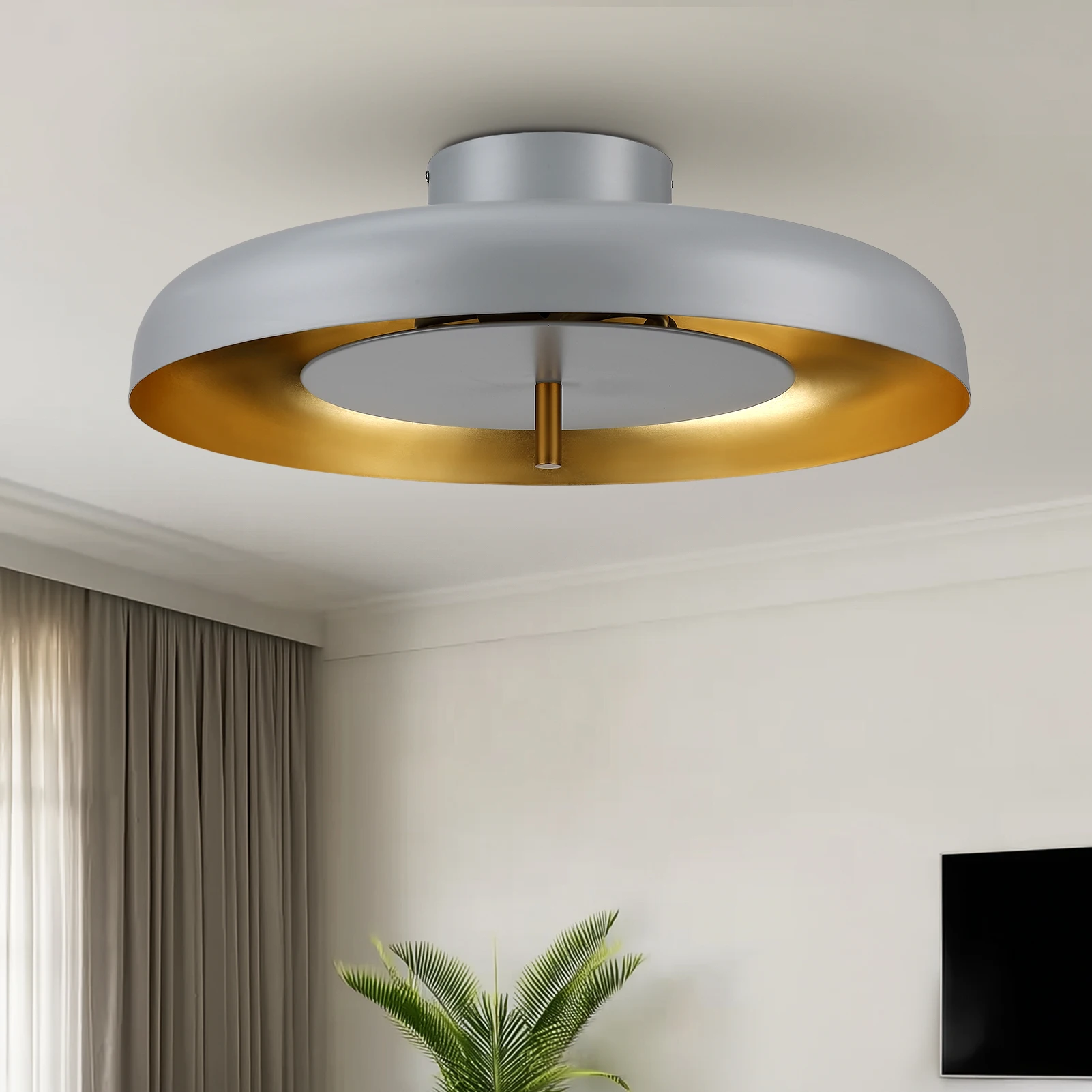 Okrągła metalowa lampa sufitowa, nowoczesna dekoracyjna oprawa oświetleniowa do domu, 24W, do salonu, sypialni, kuchni, oświetlenie wewnętrzne.