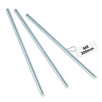 3-Pack M8x300mm Galvanized Steel Threaded Rods - Class 4 Strength Metric Screws
