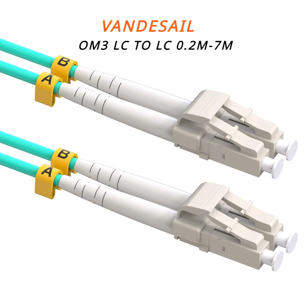 Cabo de remendo da fibra do Vandesail-duplex, Internet 10G, SFP multimodo, revestimento de LSZH, OM3, LC-LC, 0.2m, 0.5m, 1m, 2m, 3m, 5m, 7m, 1 PC