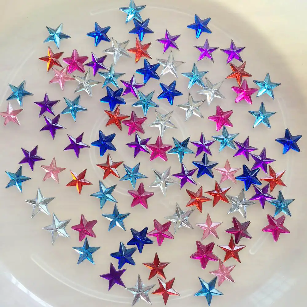 200pcs 10mm Crystal Star Shape Decoration Rhinestone Stickers Flatback Stones Applique Non Hotfix Strass For Clothes