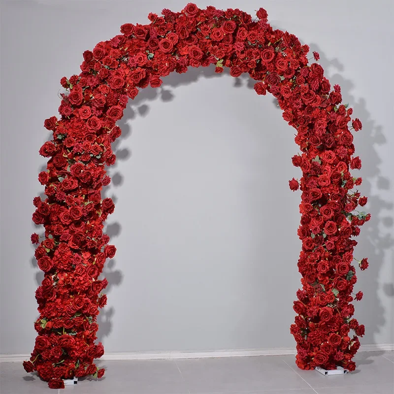 2 * 2.4 meters red rose arch flower wedding background arrangement rose row square door U-shaped door decoration simulation