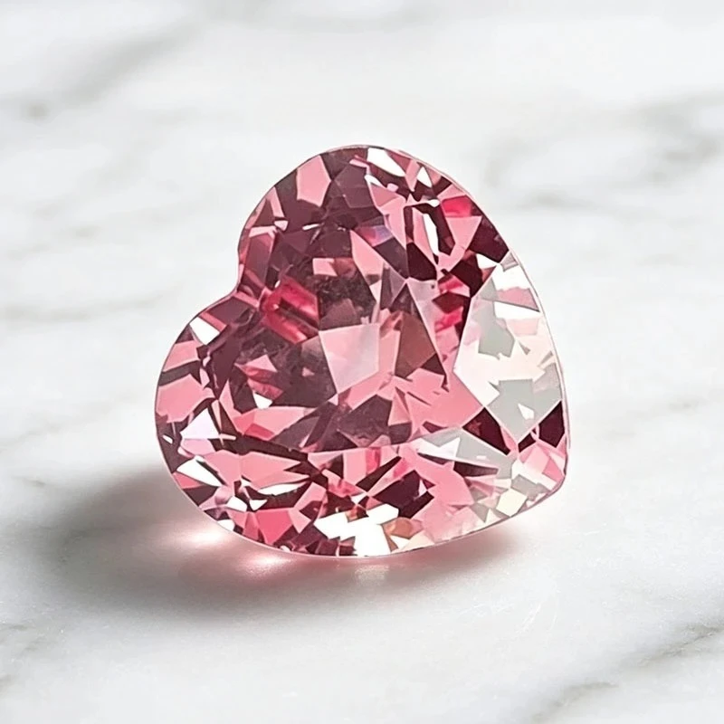 Laborgezüchteter Saphir in Herzform, Sonnenuntergangsrosa, Edelstein für DIY-Schmuck, Ring, Halskette, Ohrringe, mit wählbarem Zertifikat – Detail 3