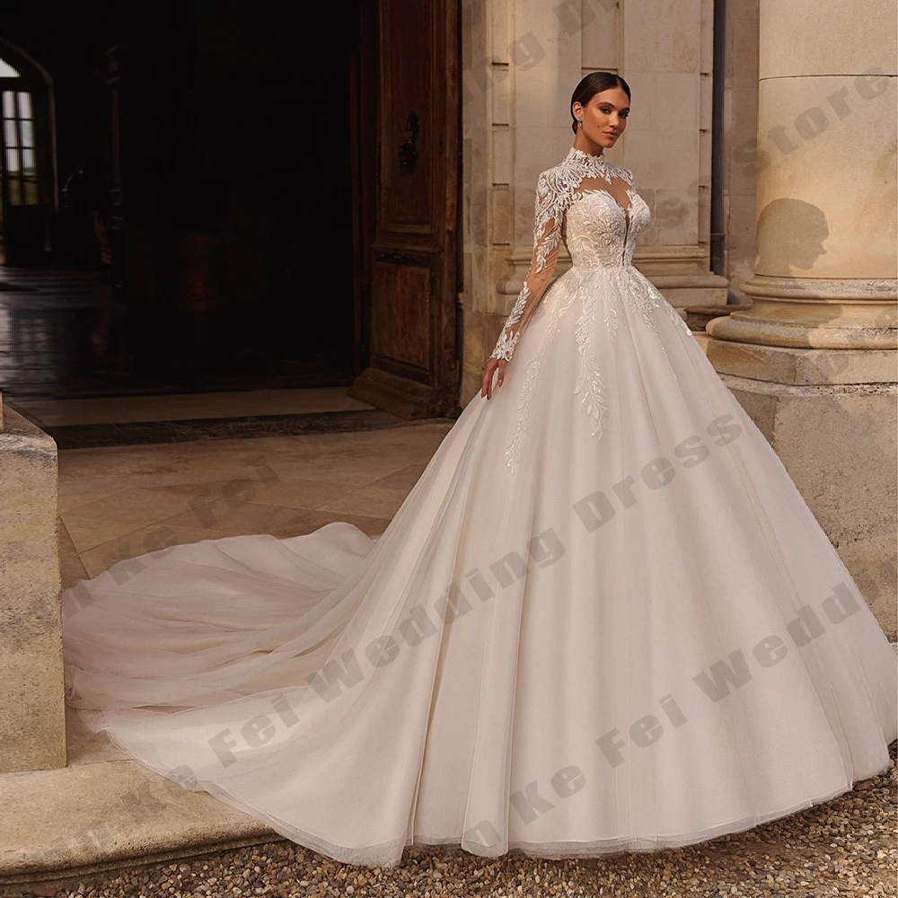 فساتين زفاف نسائية رائعة على شكل حرف a أنيقة بأكمام طويلة فساتين زفاف الأميرة حفلة رسمية على الشاطئ سلبيزانيه مخصصة