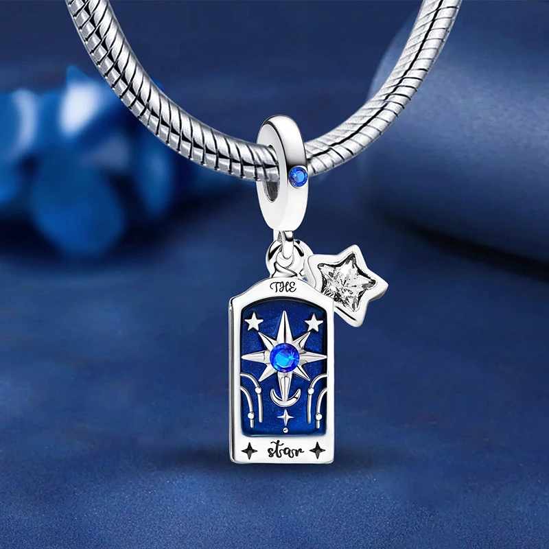 925 Sterling Silber Mysteriöse Mode-Tarotkarten-Serie Charms Perlen Passend für Original-Armbänder Feiner Schmuck Geschenk