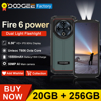 DOOGEE Fire 6 Power Dual Flashlight Rugged Smartphone 15500mAh 20GB(8+12) 256GB 6.56\