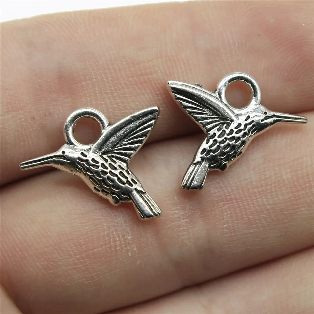 20pcs Charms Hummingbird Hummer Bird 19x15mm Tibetan Pendants Antique Jewelry Making DIY Handmade Craft For Necklace