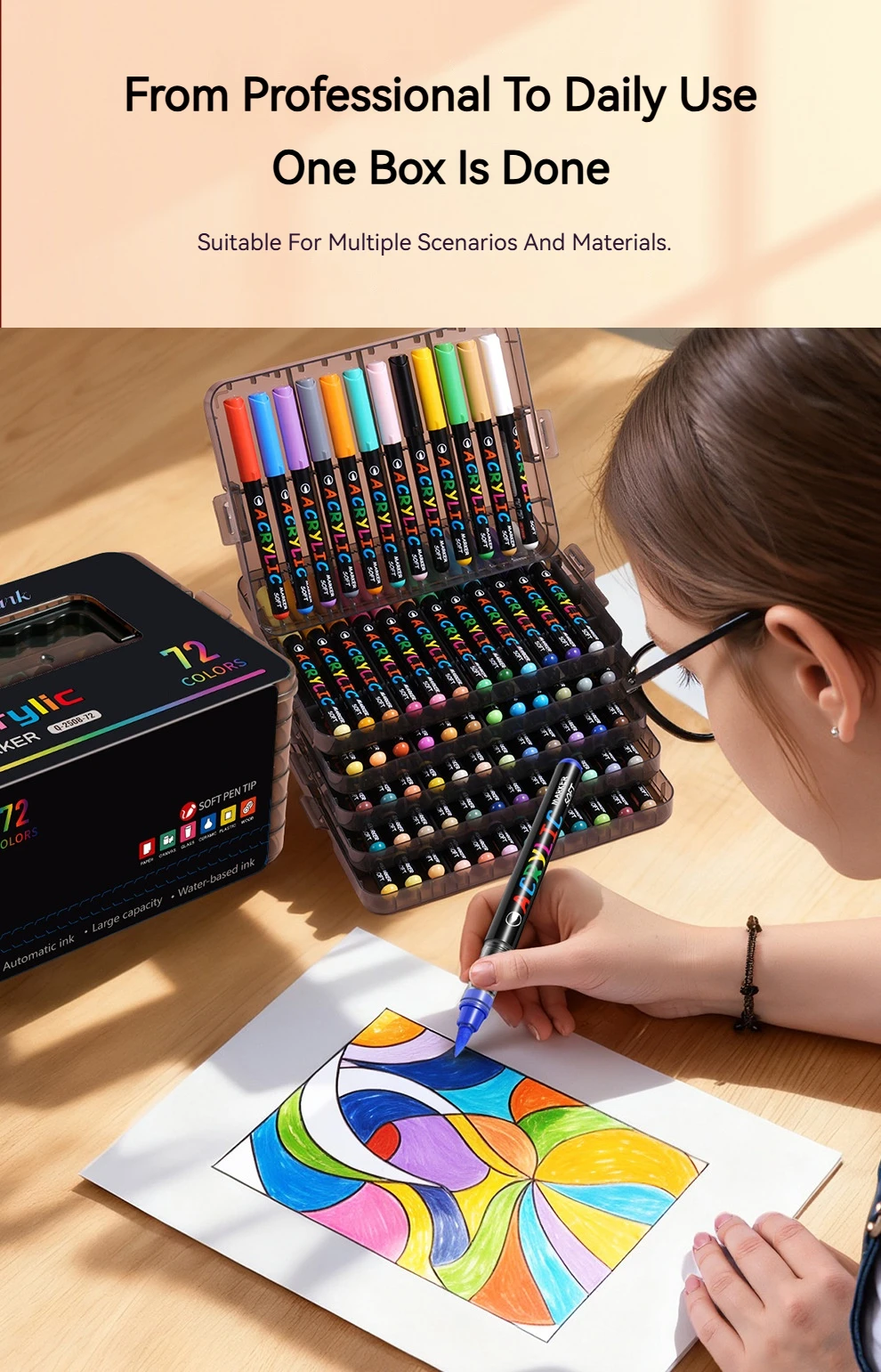 Hochwertiges Acryl-Marker-Set mit Direktflüssigkeit und Weicher Pinselspitze, Satte Farben für Kunstwerke & DIY-Projekte – Detail 7