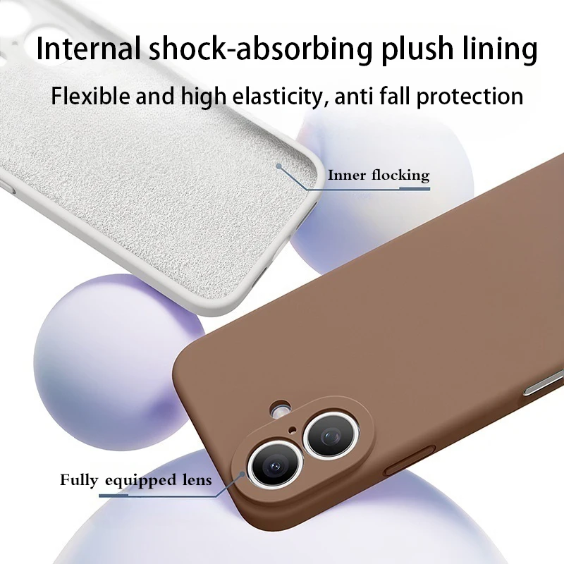 Brown New Liquid Silicone Camera Protection Case for iPhone 16 15 14 13 11 12 Pro Max Plus Soft Shockproof Colorful Cover