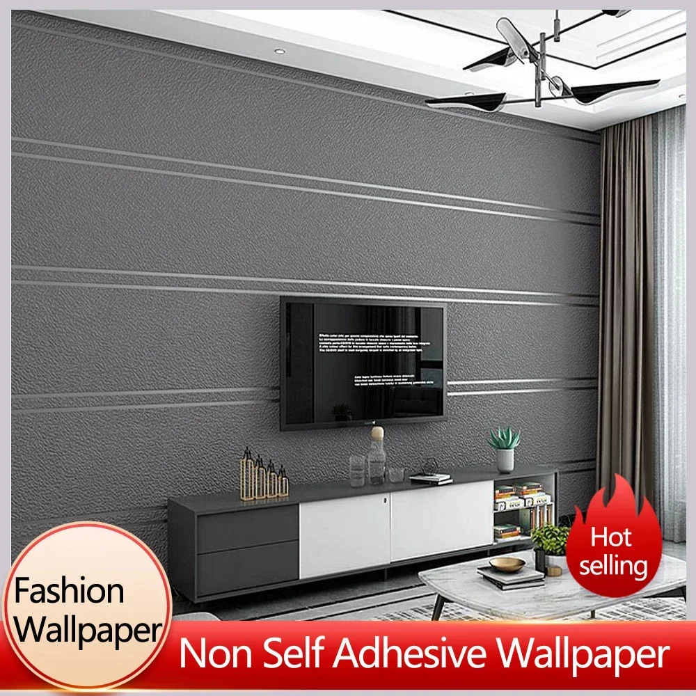 

Modern Deerskin Velvet Double Striped Wallpaper 3D Living Room Bedroom Wallpaper Non Woven Home Decoration Wall Paper