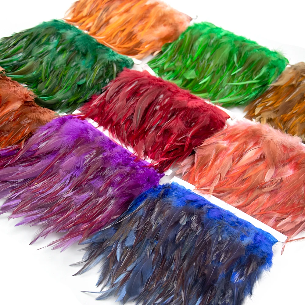 1Meters Pheasant Feathers Trim Fringe 8-12CM Ribbon Needlework and Craft Rooster Feather Wedding Party Dress Skirts Decoration