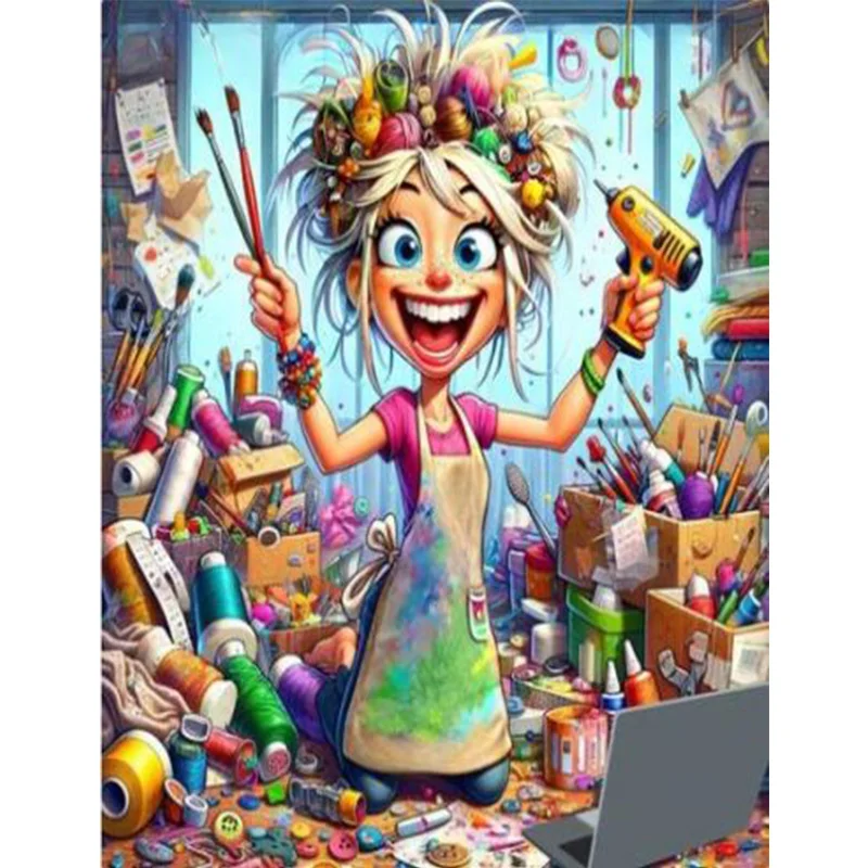 AB Diamant Kreuzstich Cartoon Künstler Mädchen 5D DIY Diamant Stickerei Strass Malerei Diamant Malerei