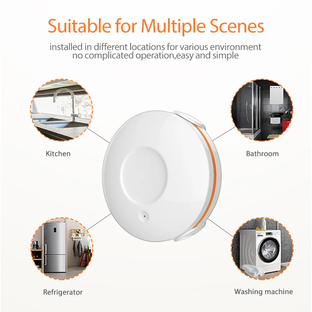 Bekerja dengan HomeKit Sensor air Zigbee 3.0, detektor kebocoran banjir nirkabel untuk sistem Alarm dan otomatisasi rumah pintar Apple HomeKit