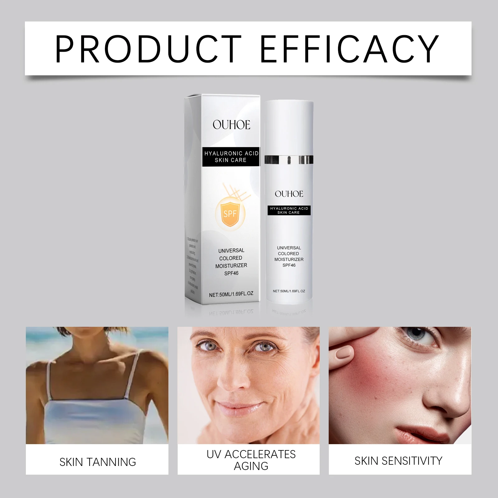كريم ترطيب واقي من الشمس 50 مل من OUHOE UVA UVB حماية مزدوجة مغذي عميق يمنع حروق الشمس بشكل فعال يمتص بسرعة #3