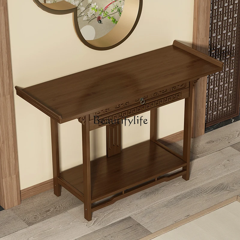 02 New Chinese-style offering table Buddhist platform household incense case tributes placed strip case simple entrance table