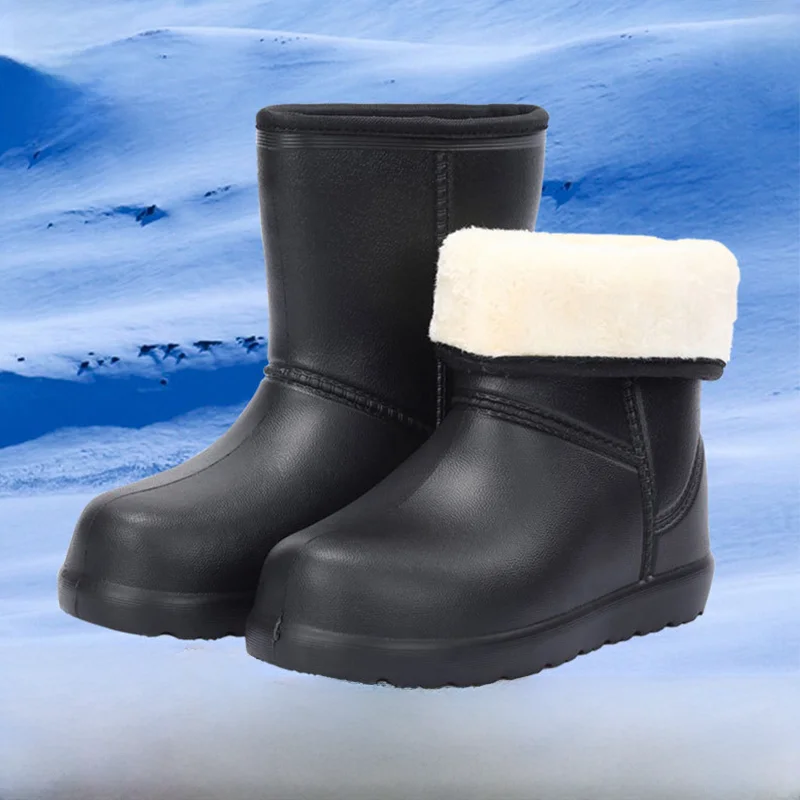 

Fce Lined Rain Boots Cotton Added Women's Fiing Snow Boots Anti-Slip Winter Warm Color Men's Work Se Boots