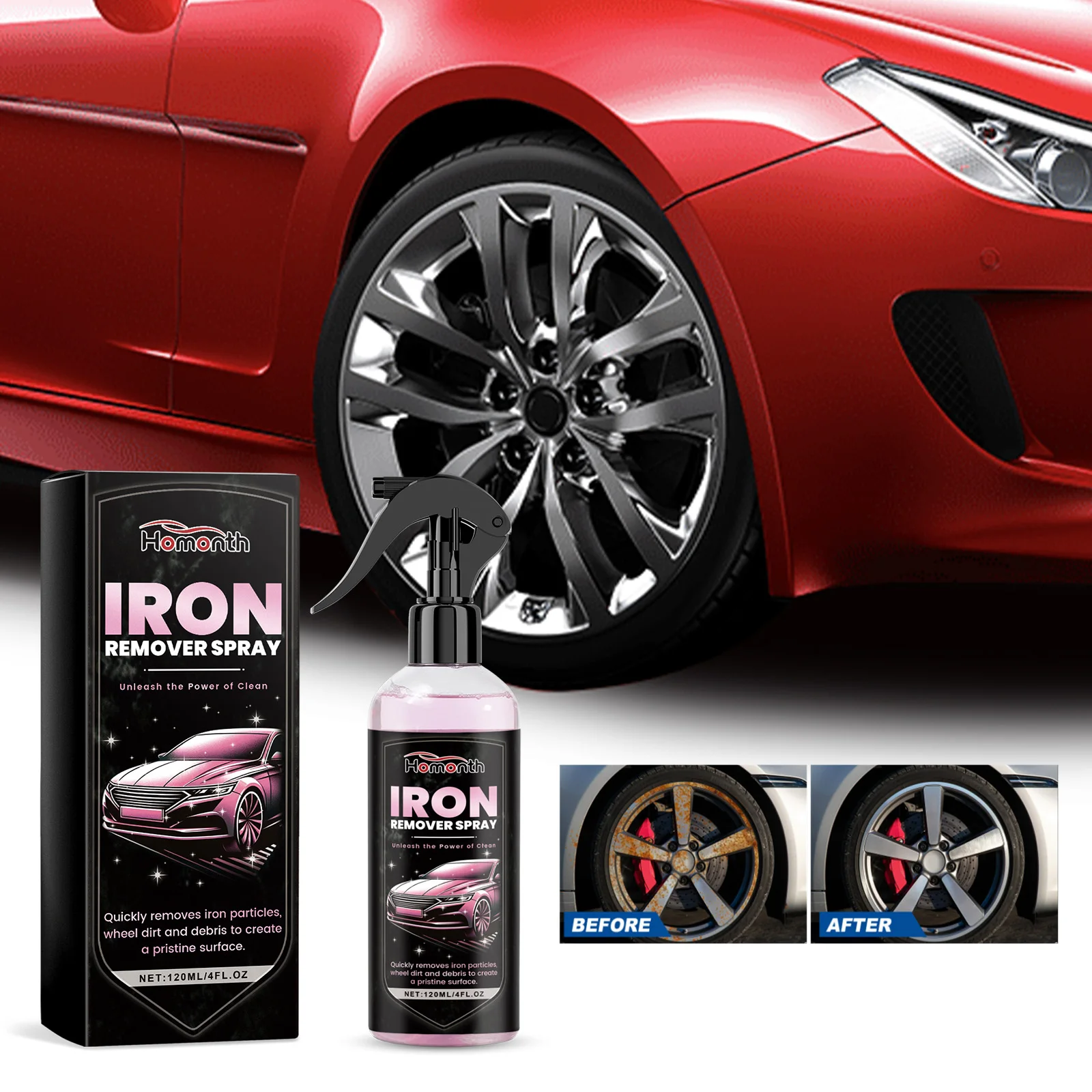 Spray professionnel pour l'élimination de la rouille automobile, polissage, nettoyage, soins, roue, carrosserie, dissolvant de taches de rouille