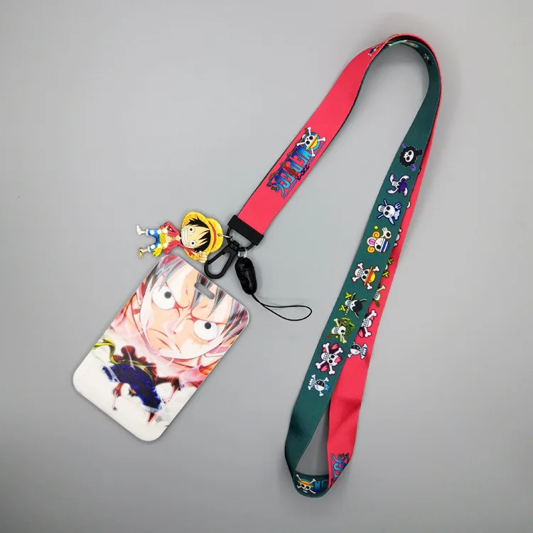 Animation One Piece long rope student meal card protective cover access control card bus card cover key chain hanging holiday gi