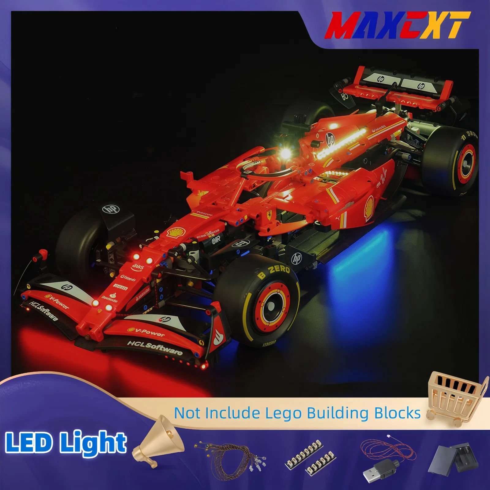 

MAXCXT LED Light Set For LEGO 42207 Ferra-ri SF-24 F1 Race DIY Decorative Lamp Not Include Lego Building Blocks