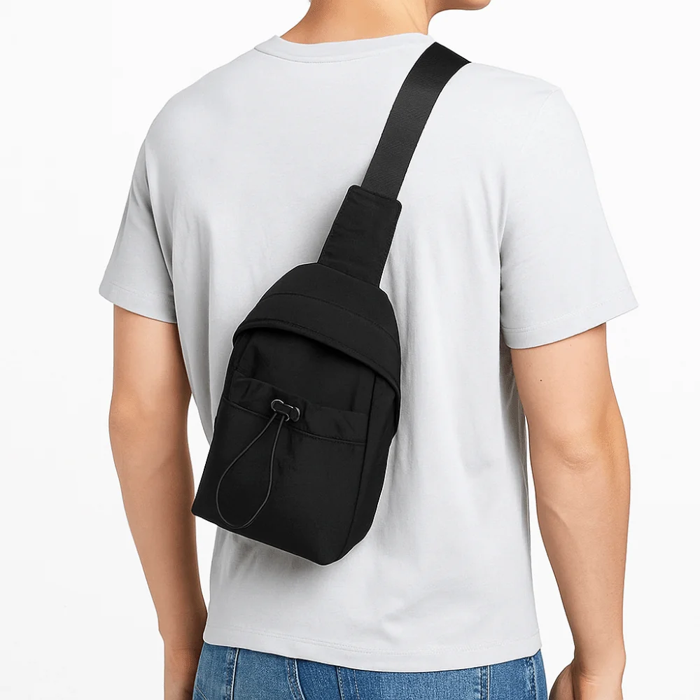 Nylon Women's Breast Bag Crossbody Solid Color Mobile Phone Bag Drawstring Minimalist Shoulder Bag Running Sports Outdoor