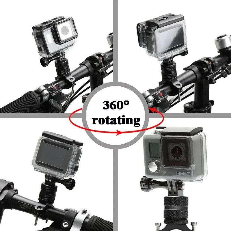 แฮนด์จักรยานอะลูมิเนียมแบบหมุนได้360องศาสำหรับกล้องแอคชั่น Gopro Hero 12/11/10/9/8/7/6/5/4