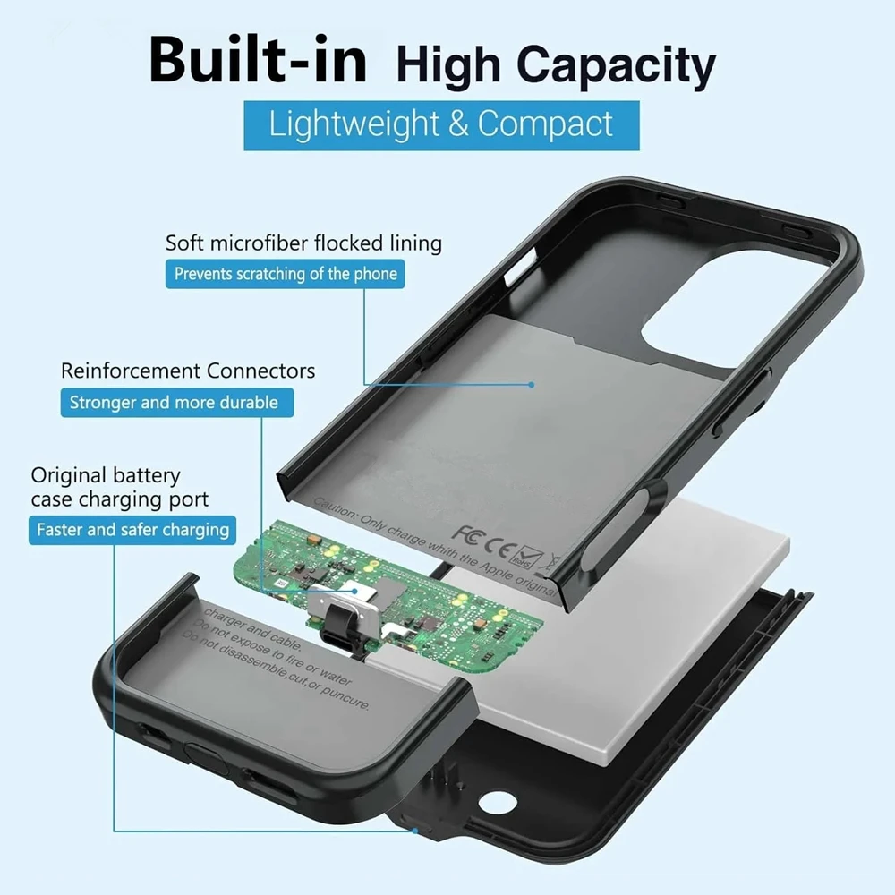7000mAh Powerbank Cover For iPhone 16 Pro Max 16 Plus External Battery Cases Portable Charger Power Bank Charging Case