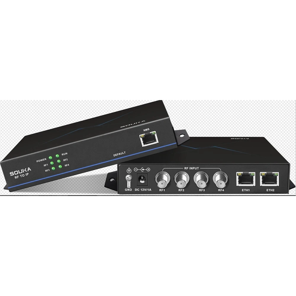 Digital DVB-C DVB-T2 ATSC DVB-S to IP Tuner Receiver Encoder with Multiplexing   to UDP 4-way High Definition Tuner IP Gateway