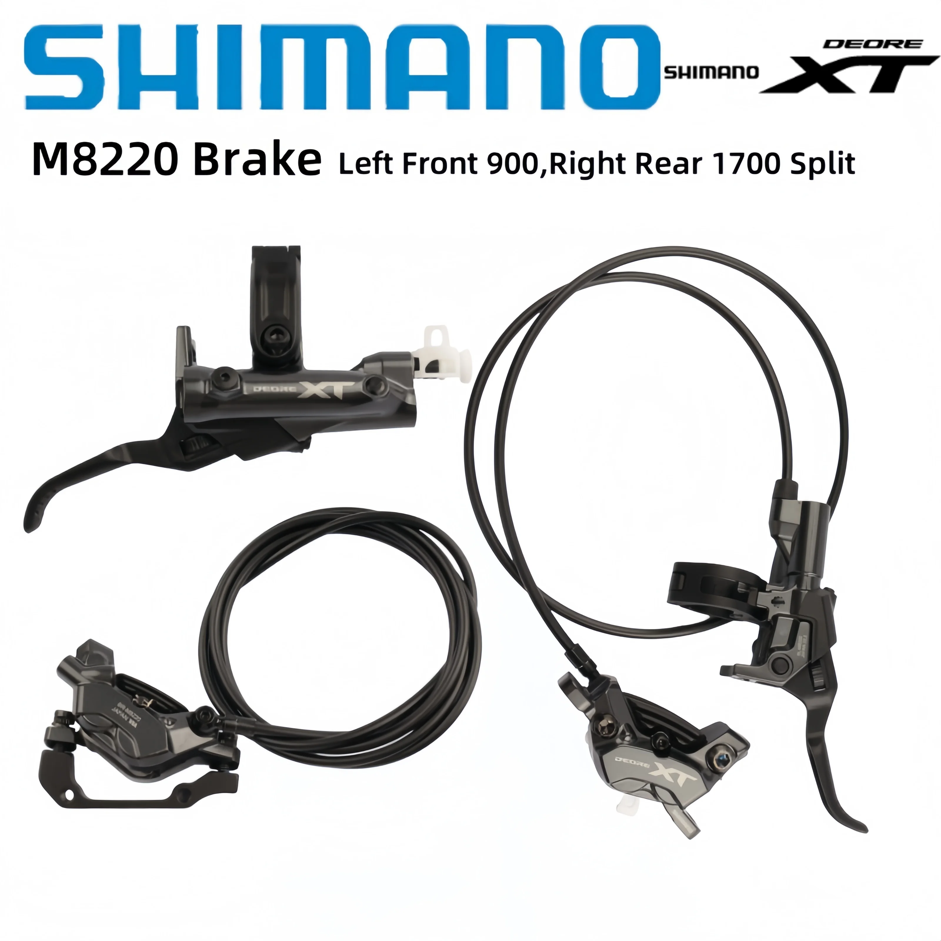Shimano Deore XT M8220 Brake 4-Pistons BL-M8200 BR-M8220 Left Front 900MM Right Rear 1700MM Split P04C/P03A For Mountain Bike