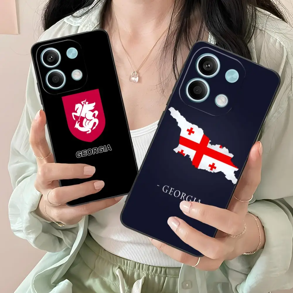 جورجيا العلم المحمول قضية الهاتف الخليوي ل Xiaomi Redmi ملاحظة 14 13 12 11 A5 3 2 1 برو زائد 4G 5G الطباعة الملونة واقية جميلة