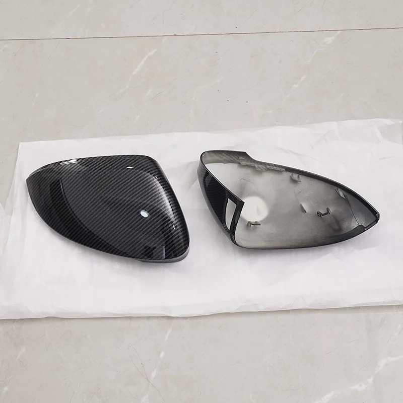 Rhyming 1 Paar für VW Golf 8 MK8 VIII 2020-2023 Schwarz/Carbon-Muster Rückspiegelabdeckung mit/ohne Side Assist Ersatzabdeckung – Detail 2