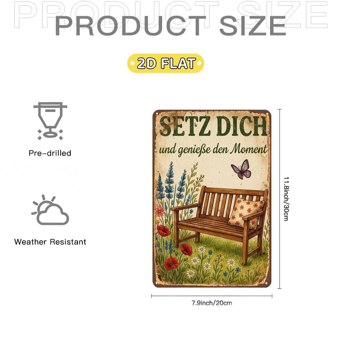 2D Flat 1pc,Sit Down and Enjoy the Moment,metal Lron Sign,size(8