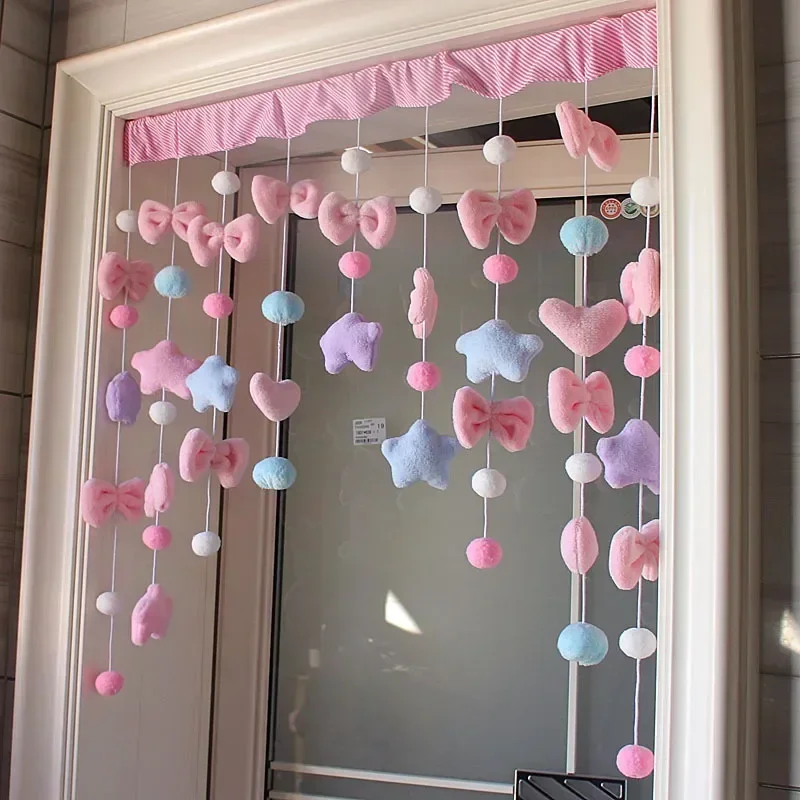 

Cute Girl Pink Bow Heart Shaped Curtain Decor Tassel Curtain Divider String Girl Room Living Partion Sweet Beaded Window Valance