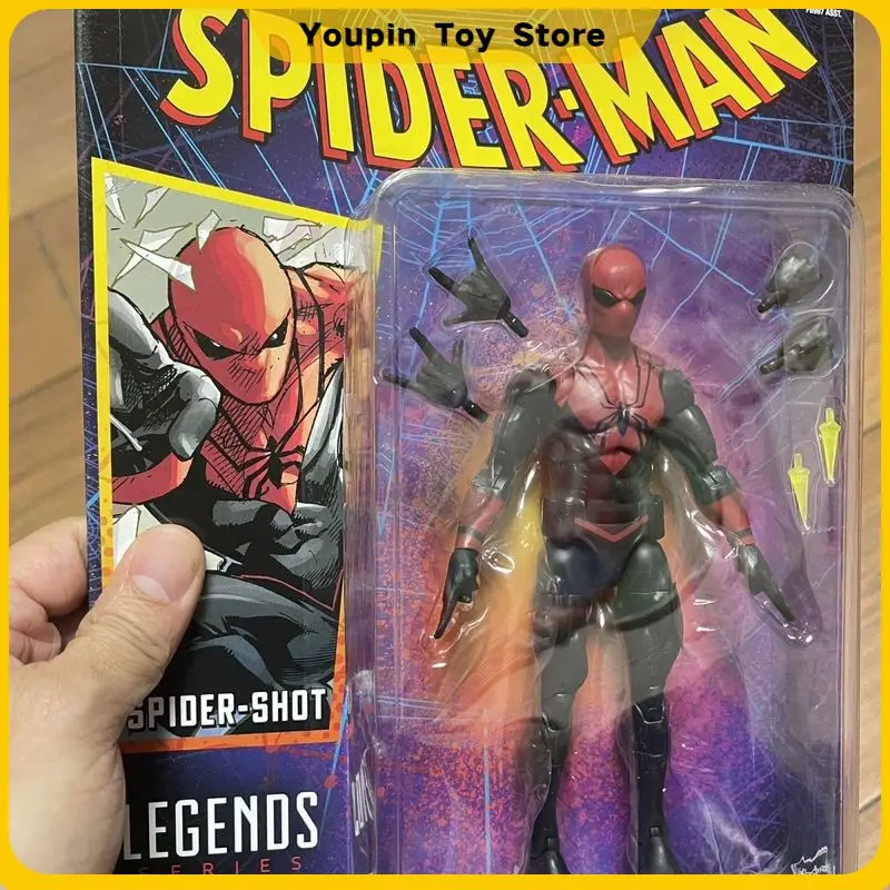 Marvel Legends Series Spider-Shot Actionfigur, Spider-Figur, 15,2 cm, bewegliche Gelenke, Spielzeug, Sammelmodell, Schreibtischdekoration, Geburtstagsgeschenk