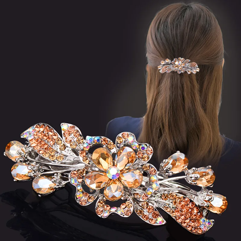 New Korean version of the crystal flower spring hairpin shining zircon top clip elegant women\'s casual fashion hair accessories