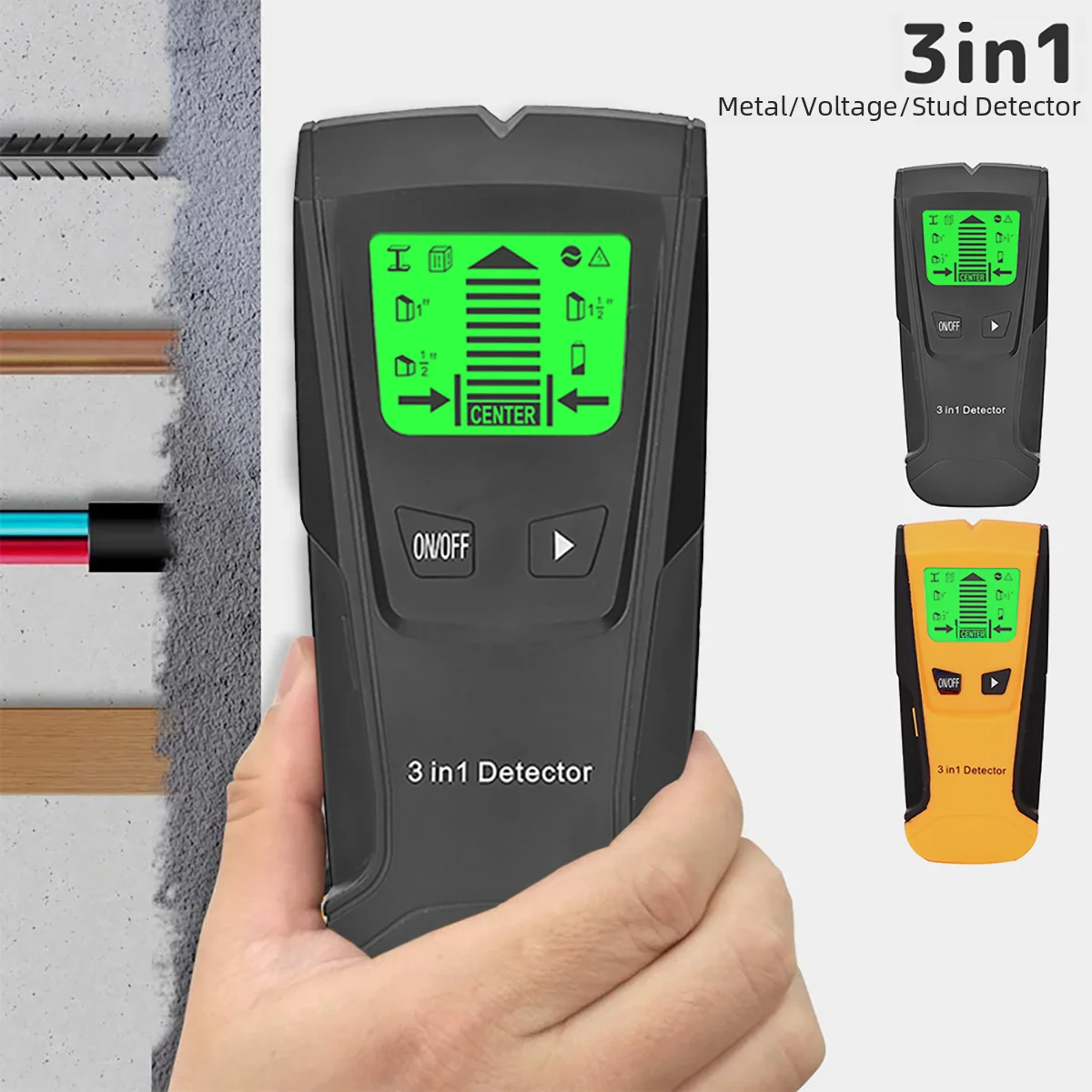 Stud Finder Wall Scanner 3 in 1 Wall Detector Sensor Center Finding Stud Detector Beam Finders with LCD Display for Wood Metal