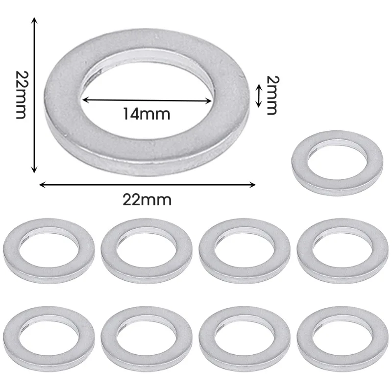 14mm Aluminum Oil Drain Plug Crush Washer Set Non-Slip for Lasting Sealing Car Exterior Accessories for Oil Change Compatible