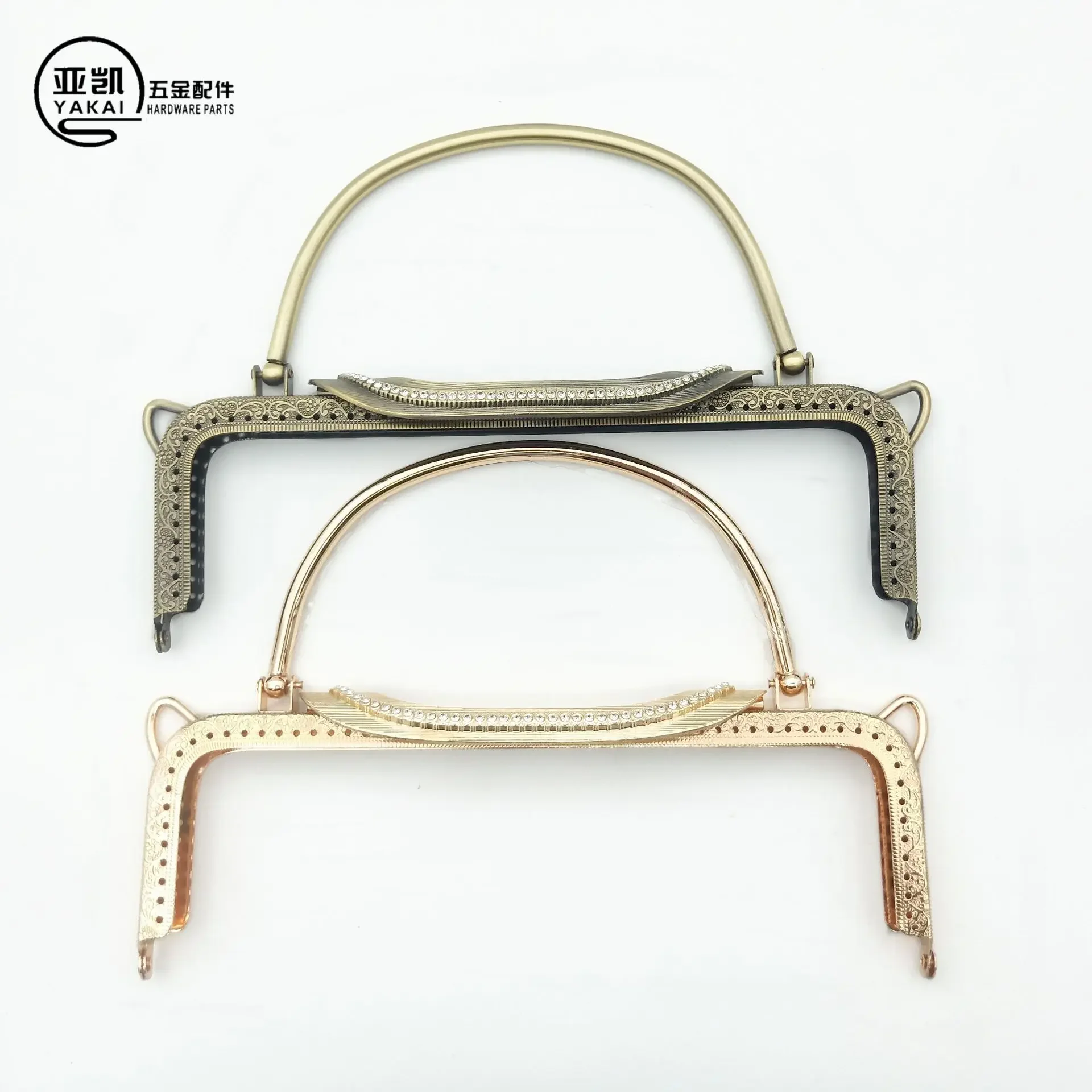 22CM Rectangle Embossing Vintage  With Handle Frame For Bags Ladies Metal Purse Frame Clasp Bag DIY Handbag Accessories