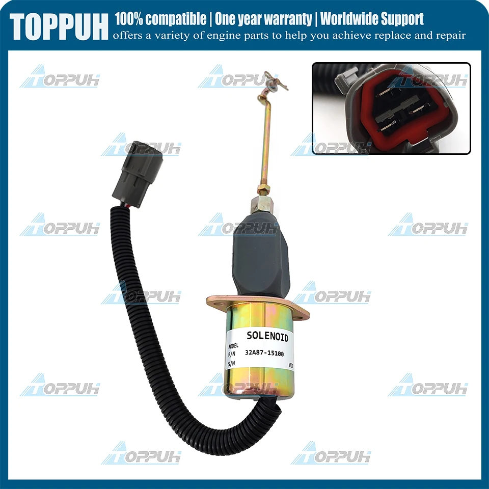 

Новый электромагнитный клапан остановки 32A87-15100 12V для Mitsubishi S4Q S4S, Volvo, Terex, Schaeff (аналог 32A87-05100)