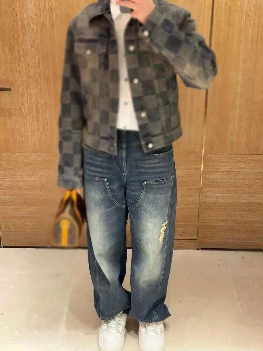 

24FW Faionable Waed Destroyed Turquoise Workwear Jeans Straight Leg Casual Pants for Young Men Urban Sle All Seasons