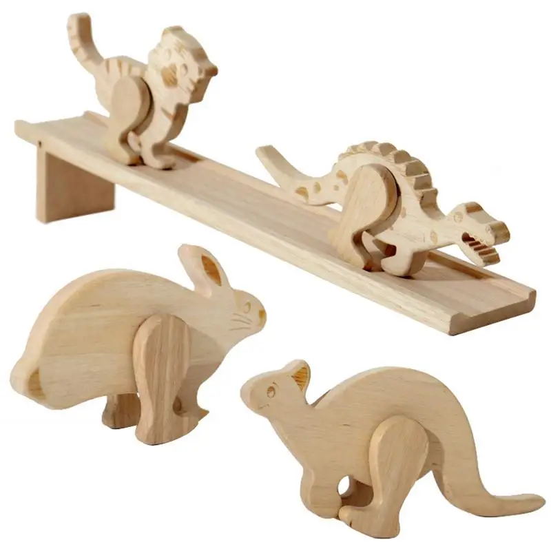 

Inertia Walking Toy Set of 5 Downhill Walking Wooden Animal Ramp Toys Cultivate Observation Concentration Blocks Toys