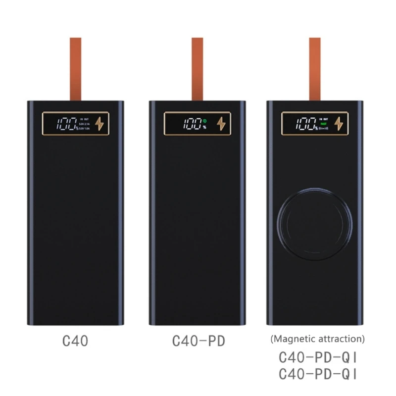 DIY 전원 케이스 박스, LED 조명 및 고급 충전 프로토콜 포함, 분리형 배터리 케이스, 40x18650 배터리 팩