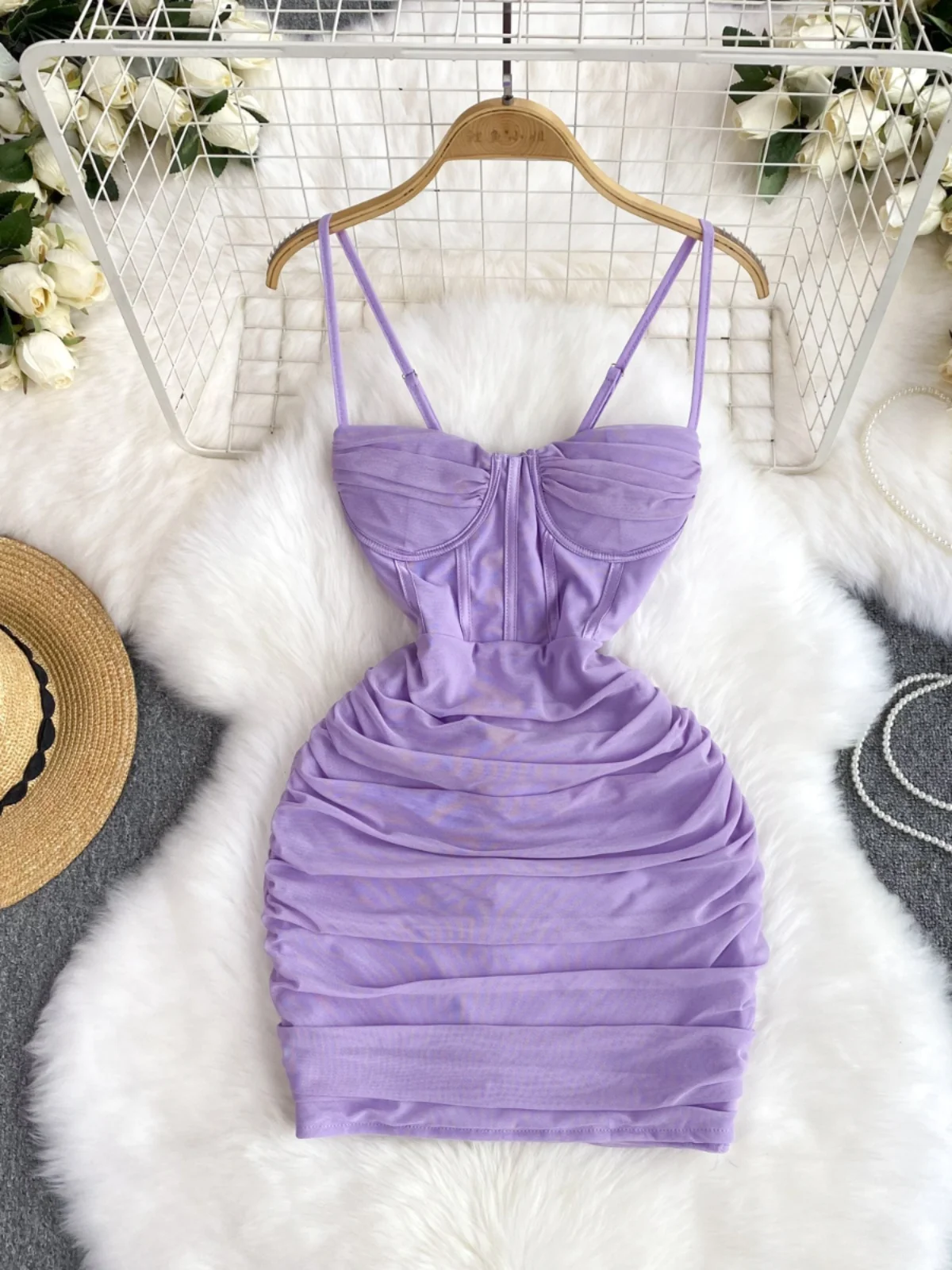 Ele Godd Sle Strapl Moulante Dr Été 2024 Nouvelle Jupe ort d'anniversaire Spicy Girl A-Line Midi Dr Commute Corée...