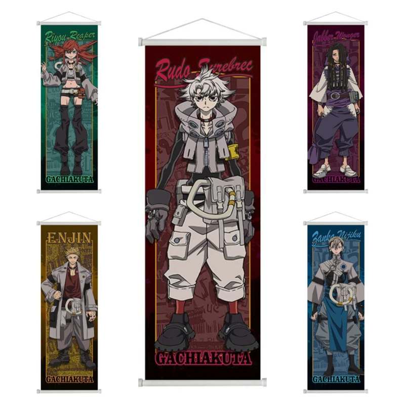 

GACHIAKUTA Anime Peripheral Rudo Enjin Tamuji Riyo Scroll Canvas Wall Hanging Painting Home Decor Birthday Gifts
