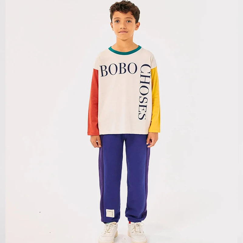 Conjunto de camiseta e calças de manga comprida infantil, camiseta de lazer azul, roupas infantis, menina, meninos, outono, inverno, novo, 2022