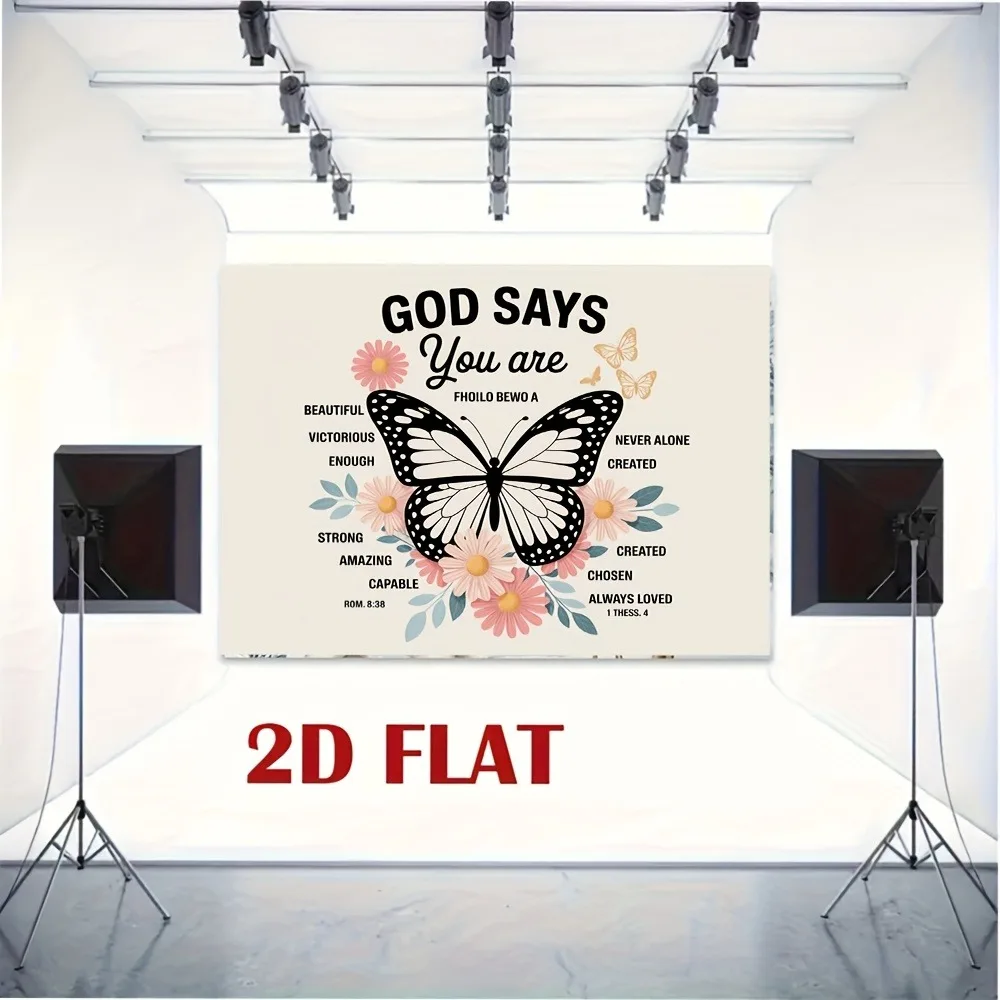 Inspirująca gobelin z motywem motyla: Bóg mówi, że jesteś... - Motywacyjny dekoracja ścienna na bazie wiary do wystroju domu