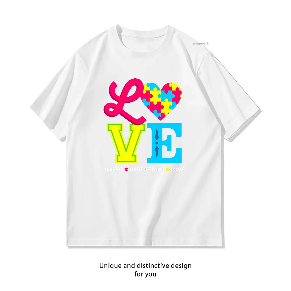 Autism Awareness accept understand love T-Shirt woman man summer cotton graphic t shirts Adult streetwear tops tee Short-sleev