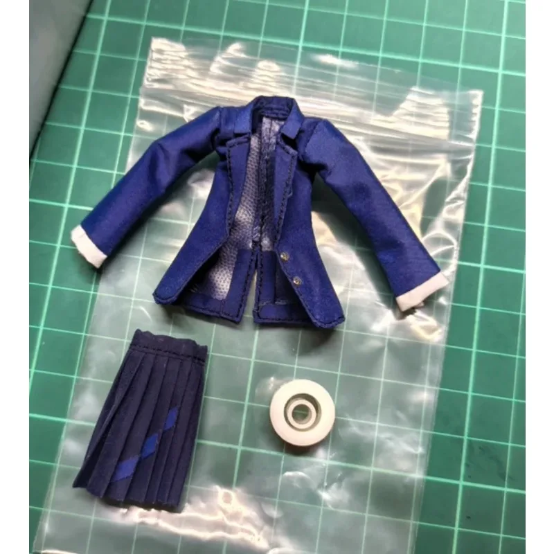 Handmade 1/12 Scale FRS GQuuuuuuX Blue Trench Coat with Pleated Skirt Clothes Set Model for 6'' Figures Body DIY Accessories