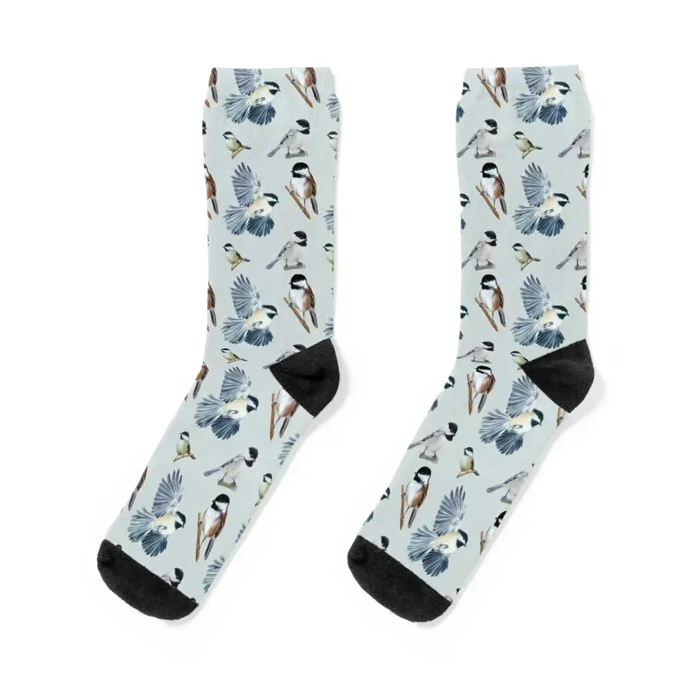 

Chickadee Sticker set & pattern (mirrored) Socks christmas stocking cotton Socks Female Men's